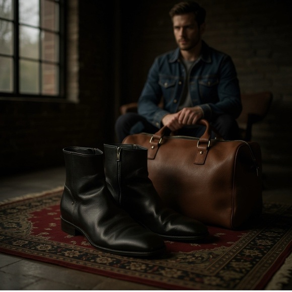 Prada Men's Black Leather Side Zipper Ankle Boots GUC! - Picture 4 of 16